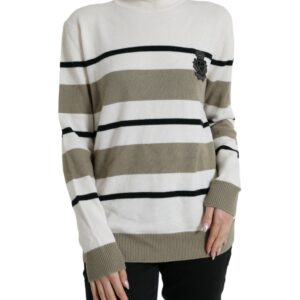 Dolce & Gabbana Italian Striped Wool Turtleneck Sweater