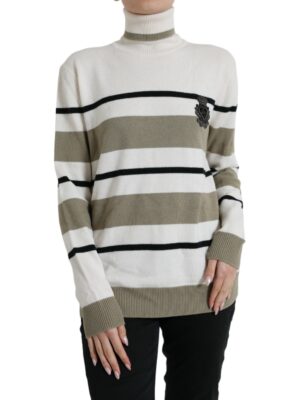 Dolce & Gabbana Italian Striped Wool Turtleneck Sweater