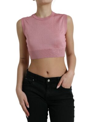 Dolce & Gabbana Elegant Silk Crew Neck Cropped Tank Top