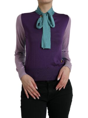 Dolce & Gabbana Multicolor Silk Pussy-bow Sweater