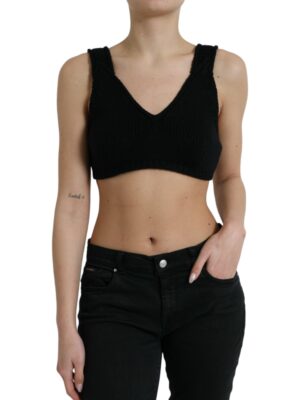 Dolce & Gabbana Elegant Black Cashmere Bustier Crop Top