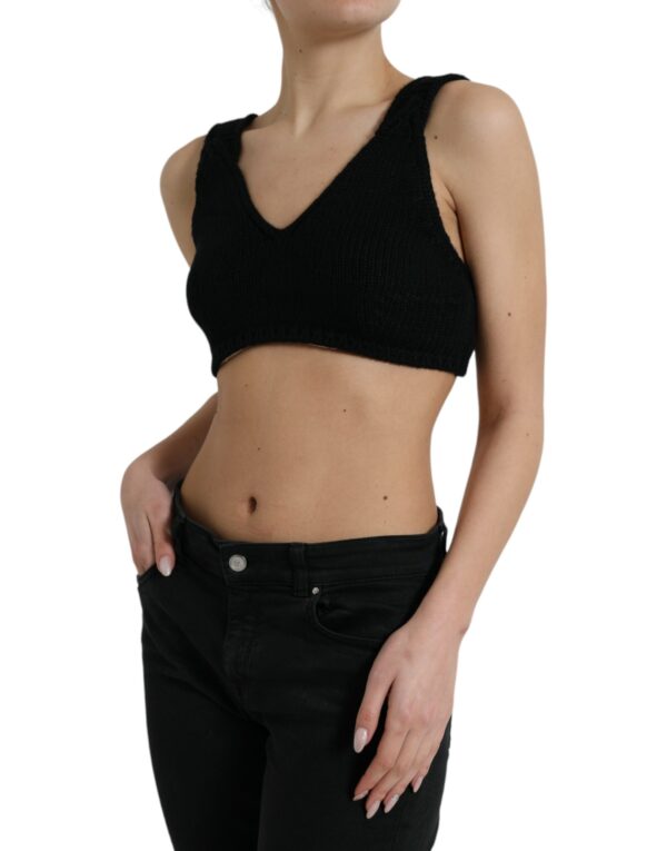 Dolce & Gabbana Elegant Black Cashmere Bustier Crop Top - Image 2