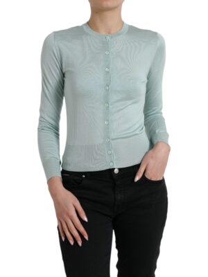 Dolce & Gabbana Elegant Light Blue Silk Cardigan