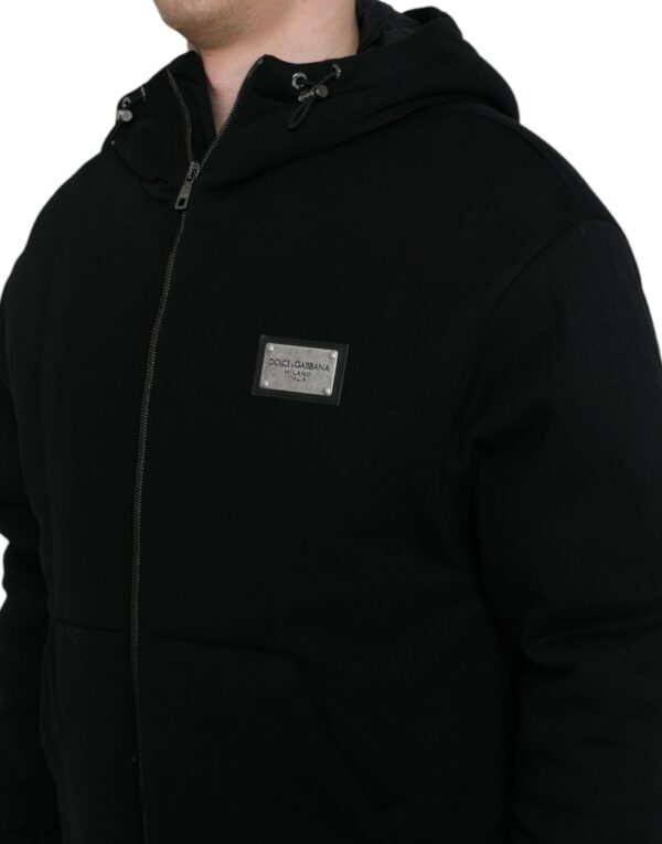 Dolce & Gabbana Elegant Black Bomber Jacket with Hood - Image 5