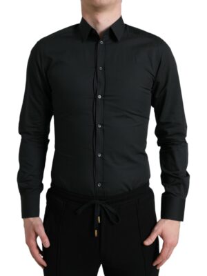 Dolce & Gabbana Elegant Slim Black Silk Blend Dress Shirt