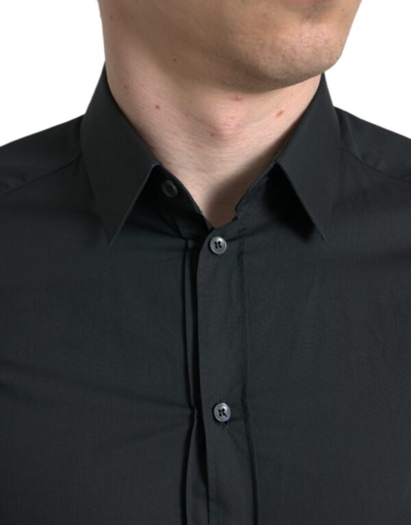 Dolce & Gabbana Elegant Slim Black Silk Blend Dress Shirt - Image 4