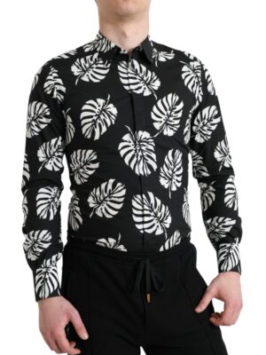 Dolce & Gabbana Elegant Leaf Print Slim Fit Dress Shirt