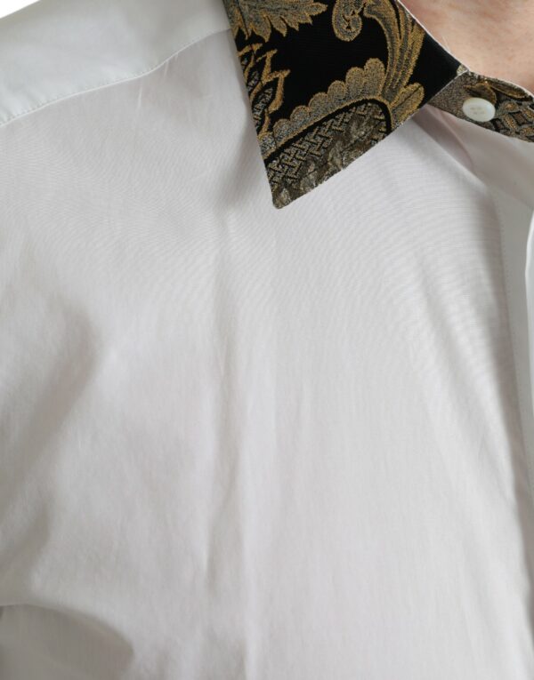 Dolce & Gabbana Elegant Gold Detail Dress Shirt - Image 5