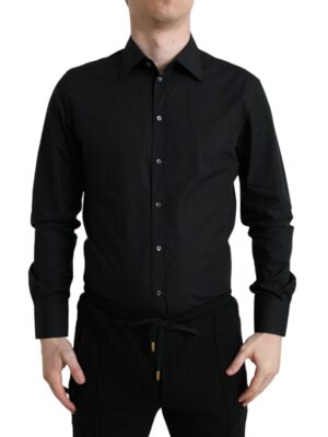 Dolce & Gabbana Sleek Black Slim Fit Italian Dress Shirt