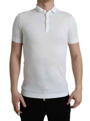 Dolce & Gabbana Crown Embroidered White Cotton Polo