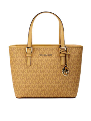 Michael Kors Jet Set Cider PVC Leather XS Carryall Top Zip Tote Bag Purse
