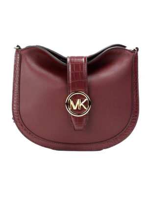 Michael Kors Gabby Small Dark Cherry Leather Foldover Hobo Crossbody Bag