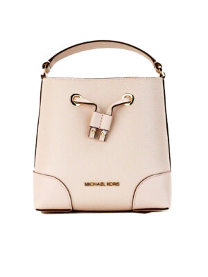 Michael Kors Mercer Small Powder Blush Pebble Leather Bucket Crossbody Bag Purse