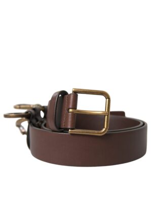 Dolce & Gabbana Elegant Brown Calf Leather Belt - Timeless Accessory