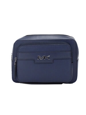 Michael Kors Cooper Small Navy Blue Smooth Leather Double Zip Belt Bag