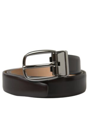 Dolce & Gabbana Elegant Dark Brown Calf Leather Belt