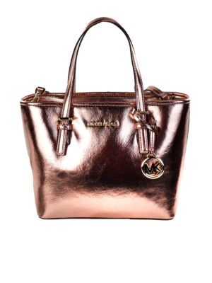 Michael Kors Jet Set Primrose Metallic XS Carryall Top Zip Tote Bag Purse