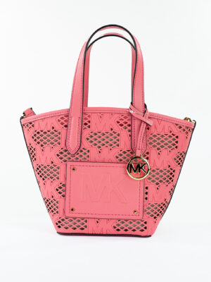 Michael Kors Kimber Small Tea Rose Leather 2-in-1 Zip Tote Messenger Bag Purse