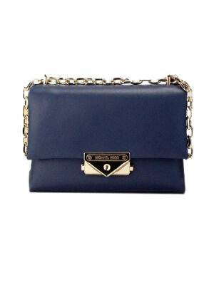 Michael Kors Cece Small Navy Vegan Leather Convertible Flap Crossbody Bag