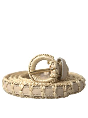 Dolce & Gabbana Elegant Beige Leather Waist Belt