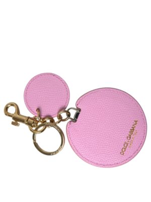 Dolce & Gabbana Elegant Pink Gold Leather Keychain