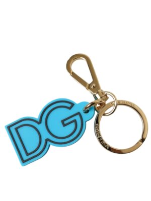 Dolce & Gabbana Elegant Blue Gold Keychain Accessory