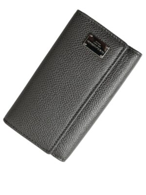 Dolce & Gabbana Chic Gray Leather Trifold Key Holder