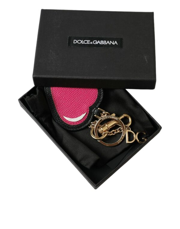 Dolce & Gabbana Stunning Gold and Pink Leather Keychain - Image 5