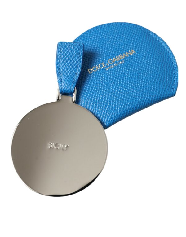 Dolce & Gabbana Elegant Blue Leather Mirror Holder - Image 4