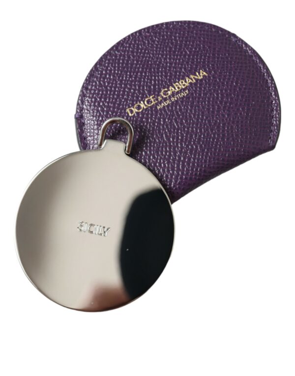 Dolce & Gabbana Elegant Purple Leather Mirror Holder - Image 3