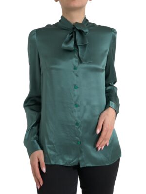 Dolce & Gabbana Elegant Dark Green Silk Blouse Top