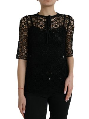 Dolce & Gabbana Elegant Floral Lace Blouse Top