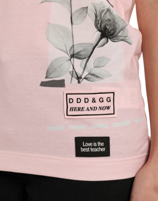 Dolce & Gabbana Chic Pink Floral Cotton Tee - Image 5
