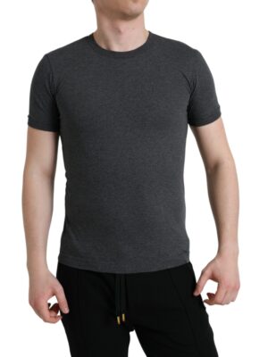 Dolce & Gabbana Elegant Dark Gray Crew Neck Tee