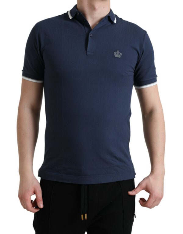 Dolce & Gabbana Elegant Crown Embroidered Polo T-Shirt - Image 2