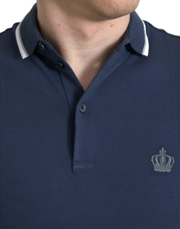 Dolce & Gabbana Elegant Crown Embroidered Polo T-Shirt - Image 4