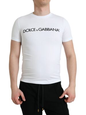 Dolce & Gabbana Elegant White Logo Crewneck Tee