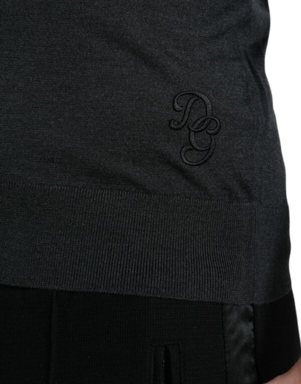 Dolce & Gabbana Elegant Silk Crew Neck Tee in Dark Grey - Image 6