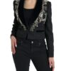 Dolce & Gabbana Elegant Embellished Black Overcoat Jacket - Image 2