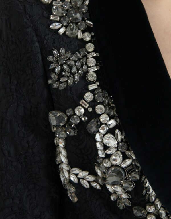 Dolce & Gabbana Elegant Embellished Black Overcoat Jacket - Image 5