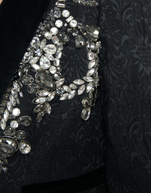 Dolce & Gabbana Elegant Embellished Black Overcoat Jacket - Image 6
