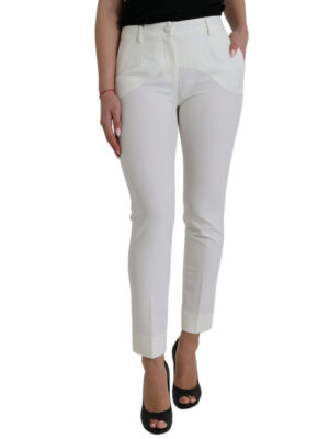Dolce & Gabbana Elegant White Mid-Waist Tapered Pants