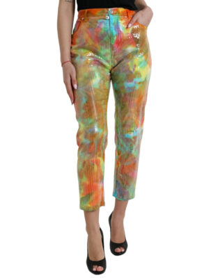 Dolce & Gabbana Multicolor High Waist Cropped Pants