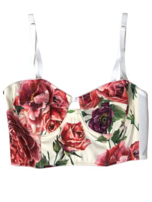 Dolce & Gabbana Floral Silk Blend Bustier Crop Top