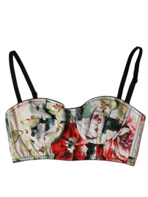 Dolce & Gabbana Multicolor Floral Bustier Crop Top