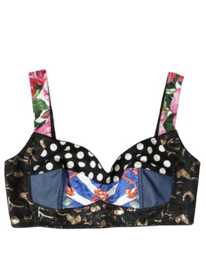 Dolce & Gabbana Floral Patchwork Bustier Crop Top