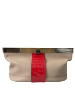 Balenciaga Two Tone Exotic Leather Clutch