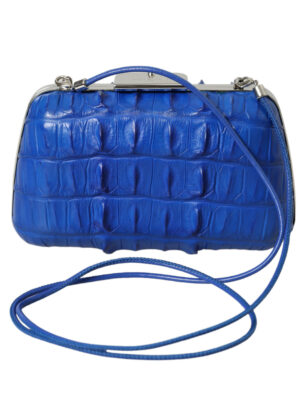 Balenciaga Electric Blue Crocodile Skin Clutch