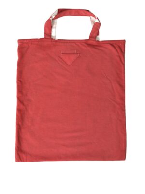 Prada Chic Red and White Fabric Tote Bag