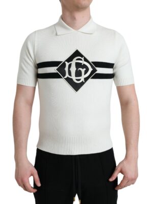 Dolce & Gabbana White DG Logo Collared Henley Shirt T-shirt